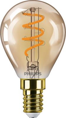 Philips LED kogel E14 2,6W-20W 2000K filament gold dimbaar blister - 5101507 Philips LED kogel E14 2,6W-20W 2000K filament gold dimbaar blister - 5101507