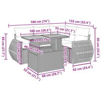 5-delige Loungeset met kussens poly rattan zwart - thumbnail