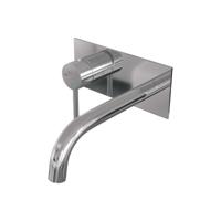 Inbouw wastafelmengkraan met gebogen uitloop en afdekplaat model A2 chroom - thumbnail