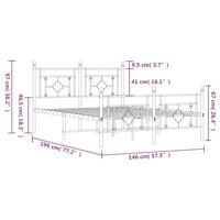 Bedframe met hoofd- en voeteneinde metaal zwart 140x190 cm - thumbnail