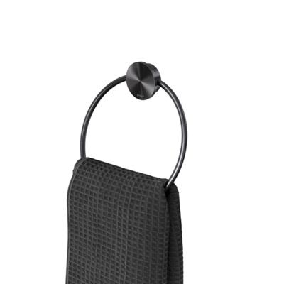 Handdoekring Zwart Geesa Opal Metaal Geborsteld Handdoekring Zwart Geesa Opal Metaal Geborsteld