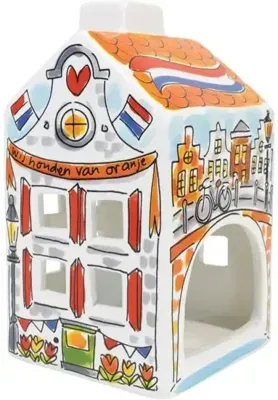 Blond Amsterdam theelichthouder aardewerk hollands glorie 8.5x8.5x14.5cm multi