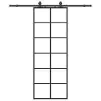 Schuifdeur met beslagset 76x205 cm ESG glas zwart - thumbnail