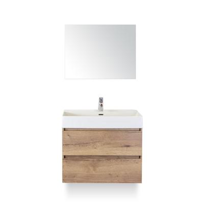 Maxx XL Badmeubelset 80 cm - Natuur Eiken - Wastafel Kube 1 kraangat - met Spiegel