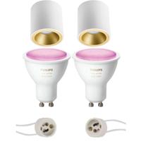 Philips Hue Opbouwspot Set GU10 Mat Wit/Goud - Bluetooth - Ø90mm - thumbnail