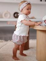 Cadeauset baby t-shirt + broekje + hoofdband + knuffel ecru - thumbnail