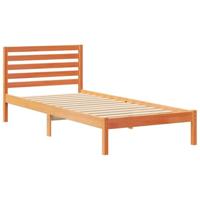 Bedframe met hoofdeinde Wasbruin 90 x 210 cm Massief grenenhout - thumbnail