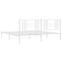 Bedframe met hoofdbord metaal wit 193x203 cm - thumbnail