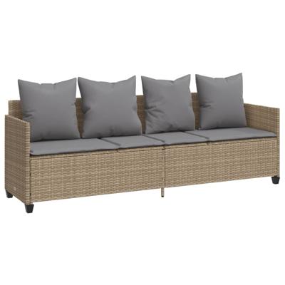 5-delige Loungeset met kussens poly rattan beige - thumbnail