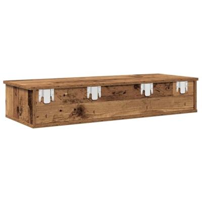 Wandschap met lades 100x37,5x19 cm bewerkt hout oud houtkleurig Wandschap met lades 100x37,5x19 cm bewerkt hout oud houtkleurig