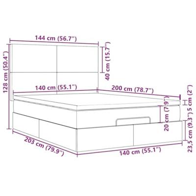 Ottoman bed met matras en LED's 140x200cm stof donkergrijs
