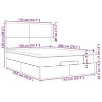 Ottoman bed met matras en LED's 140x200cm stof donkergrijs - thumbnail