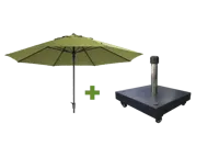 Timor 400cm sage groen met verrijdbare 60kg voet - thumbnail