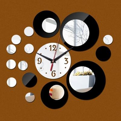 2 stks 3D stereo decoratieve klok acryl digitale spiegel muur sticker Wandklok (zilver zwart)