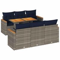 7-delige Loungeset met kussens poly rattan grijs - thumbnail