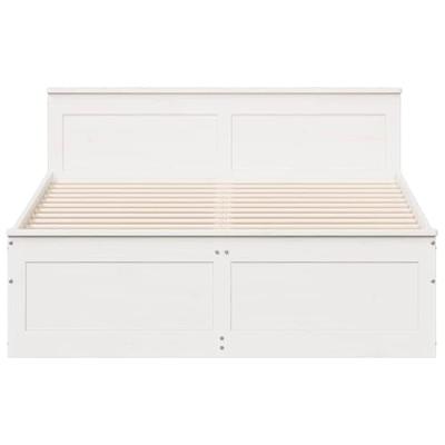 Bedframe zonder matras met hoofdbord grenenhout wit 140x190 cm