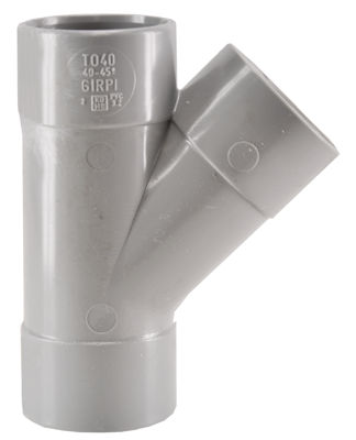 T-stuk 3 x mof 50 mm 45 graden PVC