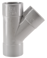 T-stuk 3 x mof 50 mm 45 graden PVC - thumbnail