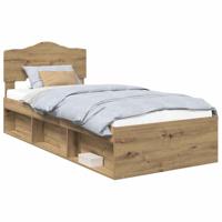 Bedframe Ambachtelijk eiken 90 x 190 cm Massief grenenhout - thumbnail