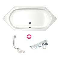 Xenz Lucia Hoekbad - 180x80x47 - afvoer Midden - acryl - wit 6890-01 - thumbnail