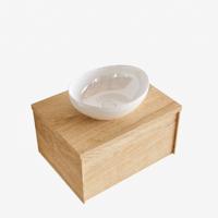Badkamermeubel BWS Madrid Washed Oak 60 cm met Topblad en Keramische Waskom (0 kraangaten) - thumbnail