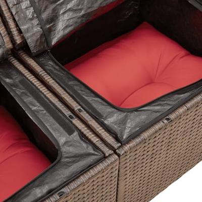 4-delige Loungeset met kussens poly rattan bruin