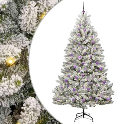Kunstkerstboom met 300 LED Groen en Wit 240 cm PVC en Metaal