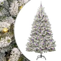 Kunstkerstboom met 300 LED Groen en Wit 240 cm PVC en Metaal - thumbnail