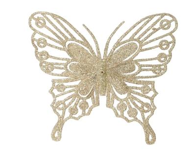 Vlinder plc l0.5b13h11 cm prl 2st kerst Decoris - Decoris