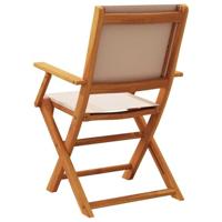 Tuinstoelen 2 st massief acaciahout en stof taupe - thumbnail