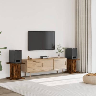 VidaXL Speakerstandaards 2 st 30x30x40 cm bewerkt hout gerookt eiken