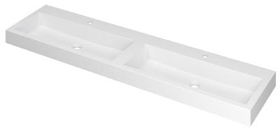 INK Wastafel Momento Polystone dubbel met 2 kraangaten 180 cm x 45 cm x 9 cm Mat wit 3421371