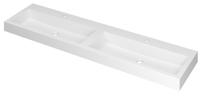 INK Wastafel Momento Polystone dubbel met 2 kraangaten 180 cm x 45 cm x 9 cm Mat wit 3421371 - thumbnail