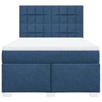 Boxspring met matras stof blauw 140x190 cm - thumbnail