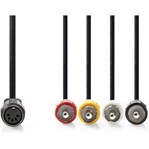 Nedis DIN-Audiokabel | DIN 5-Pins Female | 4x RCA Male | Vernikkeld | 0.20 m | Rond | PVC | Zwart | Label - CAGL20475BK02 Nedis DIN-Audiokabel | DIN 5-Pins Female | 4x RCA Male | Vernikkeld | 0.20 m | Rond | PVC | Zwart | Label - CAGL20475BK02