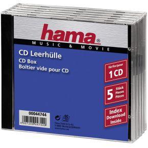 Hama 00044744 CD-hoes 1 CD/DVD/Blu-Ray Transparant, Zwart Polystereen 5 stuk(s)