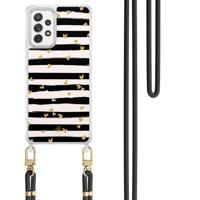 Samsung Galaxy A52(s) hoesje met zwart koord - Hart streepjes - thumbnail