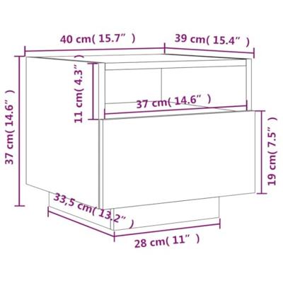 Nachtkastjes met LED-verlichting 2 st 40x39x37 cm sonoma eiken