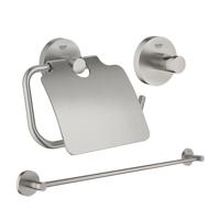GROHE Essentials accessoireset 3-delig met handdoekhouder, handdoekhaak en toiletrolhouder met klep super steel sw97637/sw97640/sw97647/ - thumbnail