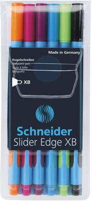 Balpen Schneider Slider Edge extra breed assorti etui à 6 stuks