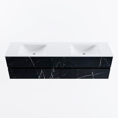 MONDIAZ VICA 180cm badmeubel onderkast Marquina 4 lades. Wastafel CLOUD dubbel 2 kraangaten, kleur Talc.