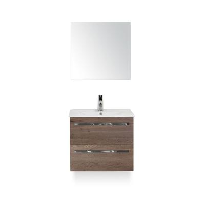 Seville Badmeubelset 60 cm - Tabacco - Keramische Wastafel Wit Enjoy - met Spiegel