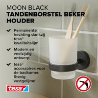 tesa 40566-00000-00 MOON BLACK Tandenborstelbeker Lijm Zwart (mat), Glas gesatineerd - thumbnail
