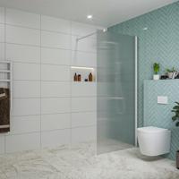 Fortifura Galeria inloopdouche - 90x200cm - ribbelglas - wandarm - mat wit SW797951/SW797906 - thumbnail