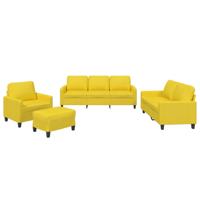 4-delige Loungeset met kussens stof lichtgeel - thumbnail