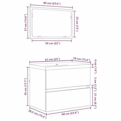 Badkamermeubelset Wandgemonteerd 3 pcs artisanaal eikenkleurig