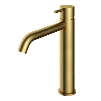 Hotbath Cobber - Wastafelmengkraan - zonder Waste - Laag - Geborsteld Messing PVD - Opbouw - Messing - V04