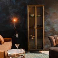Dutchbone Vitrinekast 'Gertlush' Antique Brass, 184 x 63.5cm - thumbnail