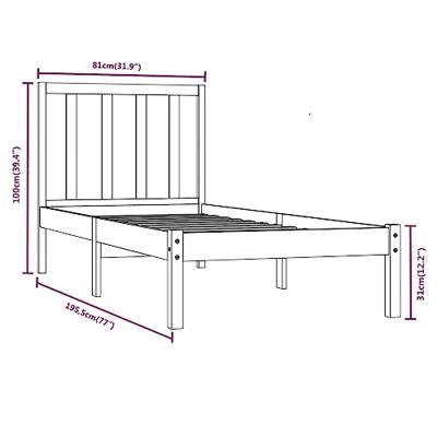 Bedframe zonder matras massief grenenhout 75x190 cm