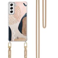 Samsung Galaxy S21 FE hoesje met beige koord - Abstract dots - thumbnail